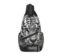 Sling Bags for Women Men Black and white tiger Sling Backpack Adjustable Belt Bum Bags Fanny Pack for Travel Sports Running Hiking Waist Packs