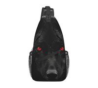 Sling Bags for Women Men Black Red Eyed Wolf Sling Backpack Adjustable Belt Bum Bags Fanny Pack for Travel Sports Running Hiking Waist Packs