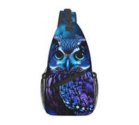 Sling Bags for Women Men Blue Owl Sling Backpack Adjustable Belt Bum Bags Fanny Pack for Travel Sports Running Hiking Waist Packs, Black, One Size