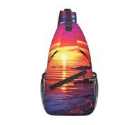 Sling Bags for Women Men Calm sea sunset Sling Backpack Adjustable Belt Bum Bags Fanny Pack for Travel Sports Running Hiking Waist Packs