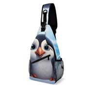 Sling Bags for Women Men Cartoon Cute Penguin Sling Backpack Adjustable Belt Casual Chest Daypack Bum Bags