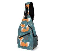 Sling Bags for Women Men Cartoon Fox Pattern Sling Backpack Adjustable Belt Casual Chest Daypack Bum Bags