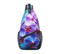 Sling Bags for Women Men Colorful Orchids Flower Sling Backpack Adjustable Belt Bum Bags Fanny Pack for Travel Sports Running Hiking Waist Packs, Black, One Size
