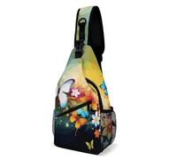 Sling Bags for Women Men Colorful with Butterfly Sling Backpack Adjustable Belt Casual Chest Daypack Bum Bags