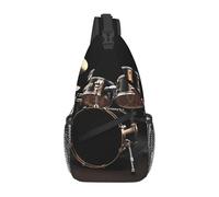 Sling Bags for Women Men Cool Drum Set Sling Backpack Adjustable Belt Bum Bags Fanny Pack for Travel Sports Running Hiking Waist Packs, Black, One Size