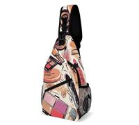 Sling Bags for Women Men Cosmetic And Makeup Theme Pattern Sling Backpack Adjustable Belt Casual Chest Daypack Bum Bags