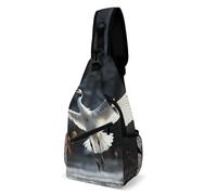 Sling Bags for Women Men Crane Dancing Sling Backpack Adjustable Belt Casual Chest Daypack Bum Bags