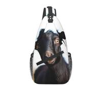 Sling Bags for Women Men Cute Black Goat Animal Sling Backpack Adjustable Belt Bum Bags Fanny Pack for Travel Sports Running Hiking Waist Packs, Black, One Size