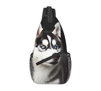 Sling Bags for Women Men Cute Husky Dog Sling Backpack Adjustable Belt Bum Bags Fanny Pack for Travel Sports Running Hiking Waist Packs, Black, One Size