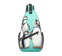 Sling Bags for Women Men Cute Penguins Sling Backpack Adjustable Belt Bum Bags Fanny Pack for Travel Sports Running Hiking Waist Packs, Black, One Size