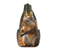 Sling Bags for Women Men Cute Squirrel Eating Nuts Sling Backpack Adjustable Belt Bum Bags Fanny Pack for Travel Sports Running Hiking Waist Packs