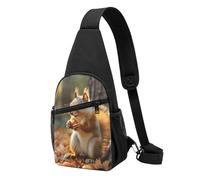 Sling Bags for Women Men Cute Squirrel Eating Nuts Sling Backpack Adjustable Belt Bum Bags Fanny Pack for Travel Sports Running Hiking Waist Packs