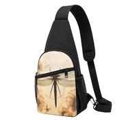 Sling Bags for Women Men Dragonfly on sunflower Sling Backpack Adjustable Belt Bum Bags Fanny Pack for Travel Sports Running Hiking Waist Packs