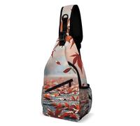 Sling Bags for Women Men Fall Autumn Leaves Sling Backpack Adjustable Belt Casual Chest Daypack Bum Bags