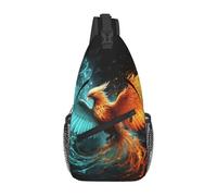 Sling Bags for Women Men Fire and water phoenix Sling Backpack Adjustable Belt Bum Bags Fanny Pack for Travel Sports Running Hiking Waist Packs
