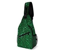 Sling Bags for Women Men Green Sequin Sparkle Sling Backpack Adjustable Belt Casual Chest Daypack Bum Bags
