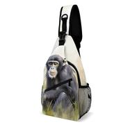 Sling Bags for Women Men Hand Drawn Chimpanzee Sling Backpack Adjustable Belt Casual Chest Daypack Bum Bags