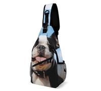 Sling Bags for Women Men Lovely Boston Terrier Sling Backpack Adjustable Belt Casual Chest Daypack Bum Bags