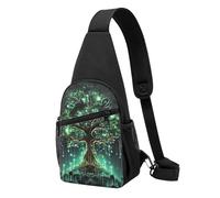 Sling Bags for Women Men Magical Green Tree Sling Backpack Adjustable Belt Bum Bags Fanny Pack for Travel Sports Running Hiking Waist Packs