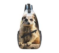 Sling Bags for Women Men Meerkat Animal Sling Backpack Adjustable Belt Bum Bags Fanny Pack for Travel Sports Running Hiking Waist Packs