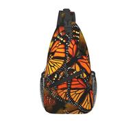 Sling Bags for Women Men Monarch Butterflies Sling Backpack Adjustable Belt Bum Bags Fanny Pack for Travel Sports Running Hiking Waist Packs, Black, One Size