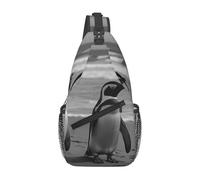 Sling Bags for Women Men Penguin Standing on the Beach Sling Backpack Adjustable Belt Bum Bags Fanny Pack for Travel Sports Running Hiking Waist Packs