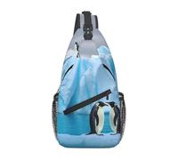Sling Bags for Women Men Penguins On The Iceberg Sling Backpack Adjustable Belt Bum Bags Fanny Pack for Travel Sports Running Hiking Waist Packs, Black, One Size