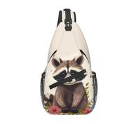 Sling Bags for Women Men raccoon Sling Backpack Adjustable Belt Bum Bags Fanny Pack for Travel Sports Running Hiking Waist Packs, Black, One Size
