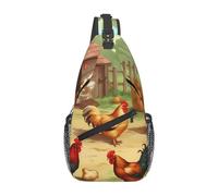 Sling Bags for Women Men Roast Chicken Hen Farm Sling Backpack Adjustable Belt Bum Bags Fanny Pack for Travel Sports Running Hiking Waist Packs, Black, One Size