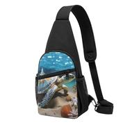Sling Bags for Women Men Sea Conch Shell Starfish Turtle Sling Backpack Adjustable Belt Bum Bags Fanny Pack for Travel Sports Running Hiking Waist Packs