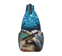 Sling Bags for Women Men Sea Conch Shell Starfish Turtle Sling Backpack Adjustable Belt Bum Bags Fanny Pack for Travel Sports Running Hiking Waist Packs