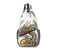 Sling Bags for Women Men Short-haired pomeranian dog Sling Backpack Adjustable Belt Bum Bags Fanny Pack for Travel Sports Running Hiking Waist Packs, Chinese Dragon With Pearl, One Size