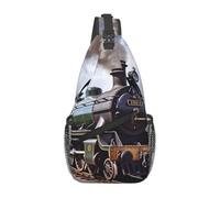 Sling Bags for Women Men Steam Locomotive Train Sling Backpack Adjustable Belt Bum Bags Fanny Pack for Travel Sports Running Hiking Waist Packs, Black, One Size