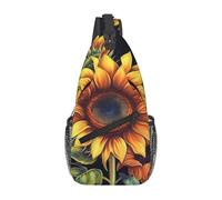 Sling Bags for Women Men Summer Sunflower Sling Backpack Adjustable Belt Bum Bags Fanny Pack for Travel Sports Running Hiking Waist Packs, Black, One Size