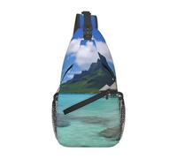 Sling Bags for Women Men Tahiti Beach Sling Backpack Adjustable Belt Bum Bags Fanny Pack for Travel Sports Running Hiking Waist Packs, Black, One Size