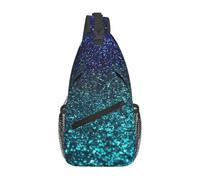 Sling Bags for Women Men Teal Glitter Sling Backpack Adjustable Belt Bum Bags Fanny Pack for Travel Sports Running Hiking Waist Packs