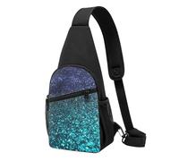 Sling Bags for Women Men Teal Glitter Sling Backpack Adjustable Belt Bum Bags Fanny Pack for Travel Sports Running Hiking Waist Packs