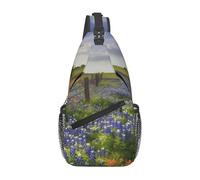 Sling Bags for Women Men Texas Bluebonnets Scenery Sling Backpack Adjustable Belt Bum Bags Fanny Pack for Travel Sports Running Hiking Waist Packs, Black, One Size
