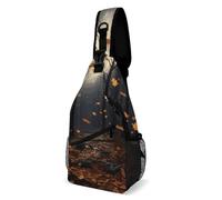 Sling Bags for Women Men There Are Many Autumn Leaves Falling in The Forest Sling Backpack Adjustable Belt Casual Chest Daypack Bum Bags