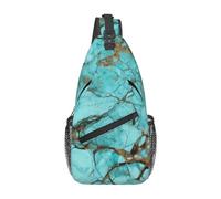 Sling Bags for Women Men Turquoise Marble Sling Backpack Adjustable Belt Bum Bags Fanny Pack for Travel Sports Running Hiking Waist Packs, Black, One Size