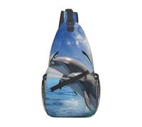 Sling Bags for Women Men Two Dolphins Sling Backpack Adjustable Belt Bum Bags Fanny Pack for Travel Sports Running Hiking Waist Packs, Black, One Size