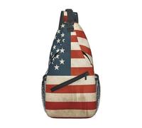 Sling Bags for Women Men Vintage American USA Flag Sling Backpack Adjustable Belt Bum Bags Fanny Pack for Travel Sports Running Hiking Waist Packs, Black, One Size