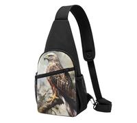 Sling Bags for Women Men Watercolor of Hawk Sitting in The Tree Sling Backpack Adjustable Belt Bum Bags Fanny Pack for Travel Sports Running Hiking Waist Packs