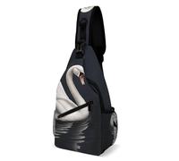 Sling Bags for Women Men White Swan Sling Backpack Adjustable Belt Casual Chest Daypack Bum Bags