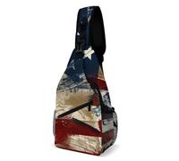 Sling Chest Bag, Shoulder Pack with Adjustable Strap, Great for Outdoor Adventures and Daily Activities, American Flag with Stars Painting