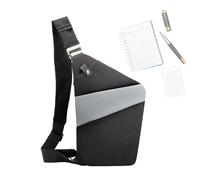 Sling Chest Bag - Waterproof, Slim, Casual, Theft-Proof, Ideal for Daily Coming to Work | Robust, Compact Design for Secure Hold in Everyday Life, Black with grey, Siehe Beschreibung, See description