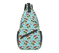 Sling Chest Crossbody Bag Anti-Theft Waterproof Shoulder Backpack Casual Rucksack for Sports Gym Yoga, for Day of The Dead Sugar Skull Head Sky Blue