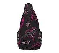 Sling Chest Crossbody Bag Anti-Theft Waterproof Shoulder Backpack Casual Rucksack for Sports Gym Yoga, for Breast Cancer Awareness Hope Love Cure Pink