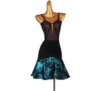 Sling Latin Dance Competition Dress,V Back Salsa Cha Cha Practice Skirt,Leopard Print Ballroom Dance Costume