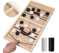 Sling Puck Game, Winner Board Game, Wooden Hockey Table Game, Fast Paced Slingshot Game Board, Rapid Sling Table Battle Speed String Puck Game for Kids Adults & Family Party